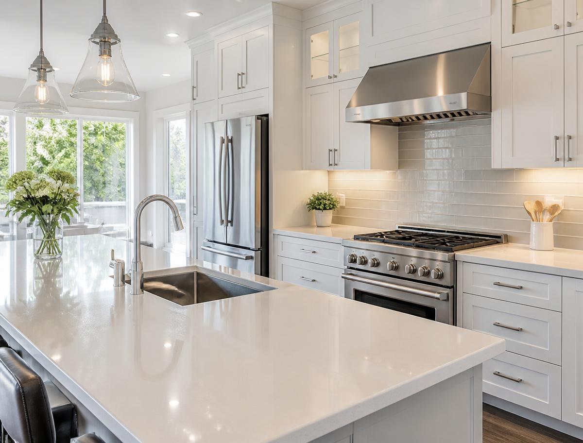 Spotless modern kitchen after a residential cleaning service